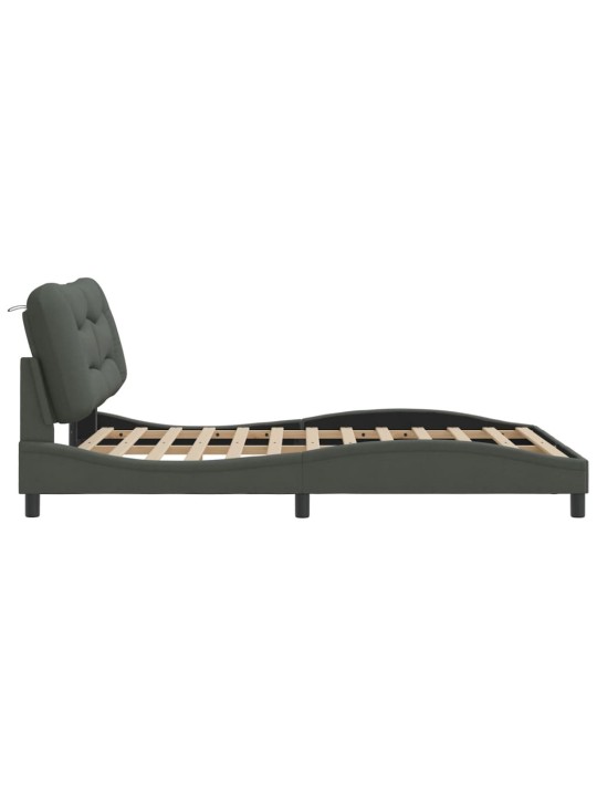 Rám postele bez matrace tmavě šedý 140 x 190 cm textil