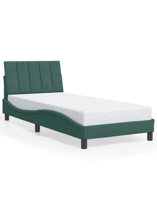 Rám postele bez matrace tmavě zelená 90 x 200 cm samet