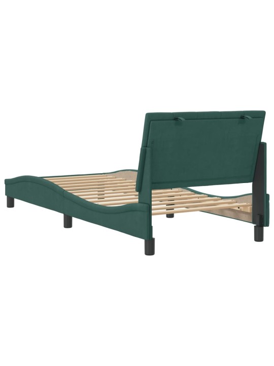 Rám postele bez matrace tmavě zelená 90 x 200 cm samet