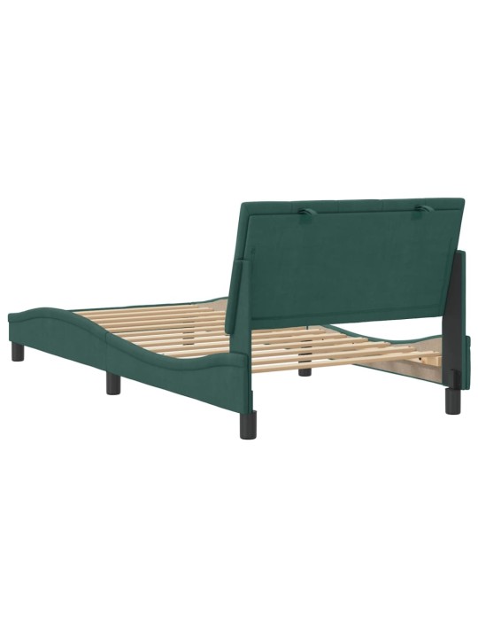 Rám postele bez matrace tmavě zelená 100 x 200 cm samet