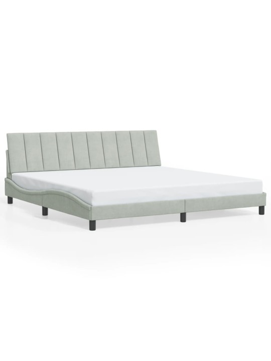Rám postele bez matrace světle šedý 200 x 200 cm samet