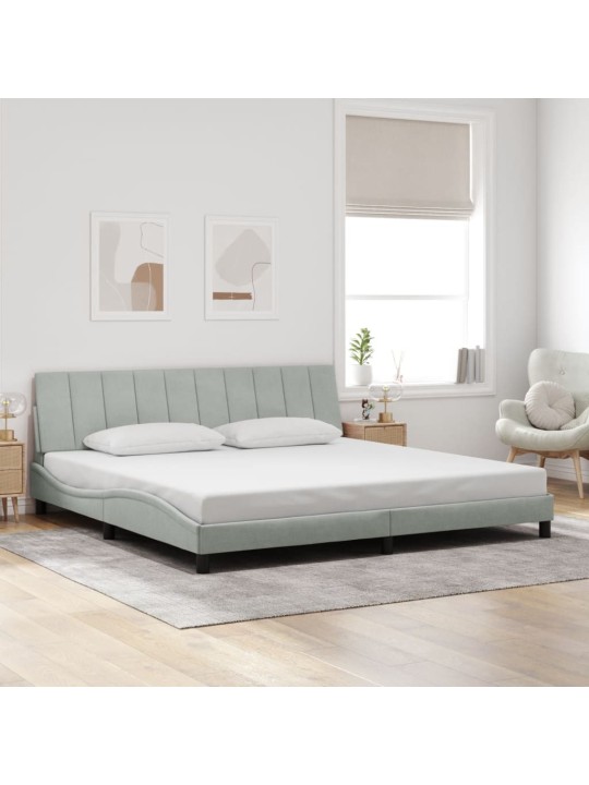 Rám postele bez matrace světle šedý 200 x 200 cm samet