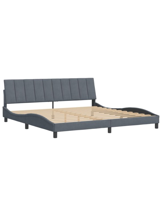 Rám postele bez matrace tmavě šedý 200 x 200 cm samet