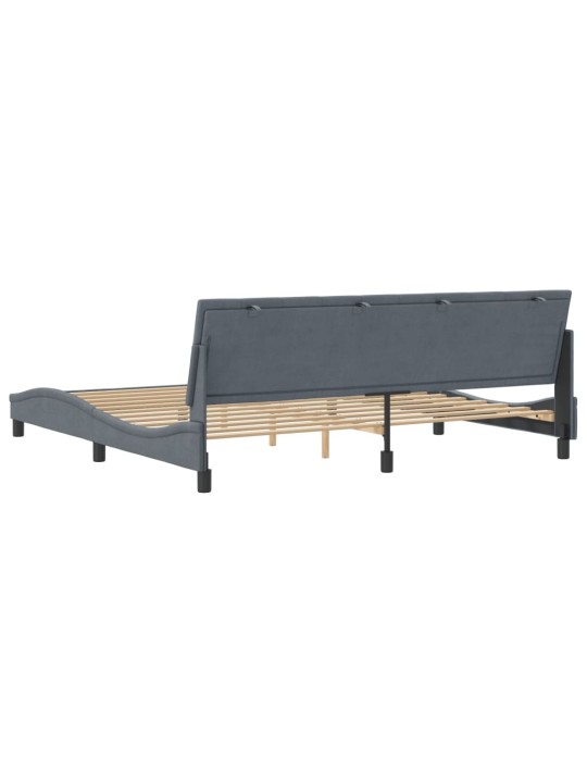 Rám postele bez matrace tmavě šedý 200 x 200 cm samet