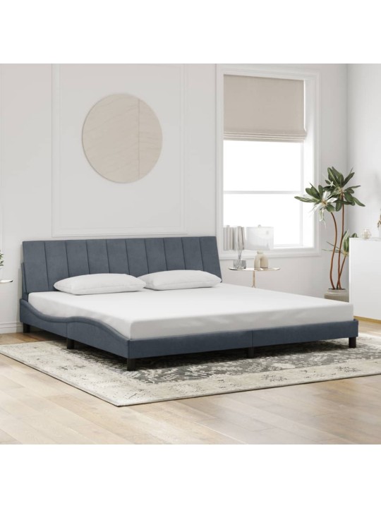 Rám postele bez matrace tmavě šedý 200 x 200 cm samet