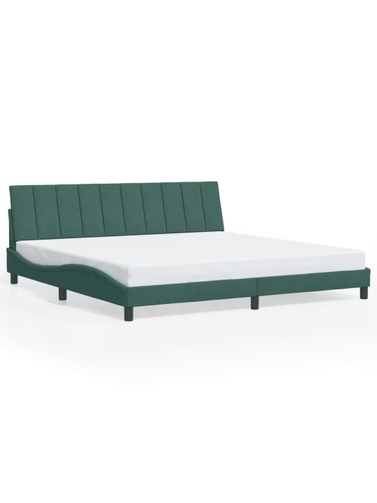 Rám postele bez matrace tmavě zelená 200 x 200 cm samet