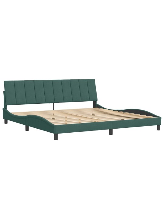 Rám postele bez matrace tmavě zelená 200 x 200 cm samet