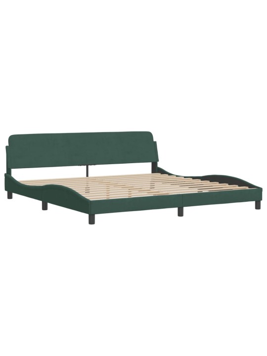 Rám postele bez matrace tmavě zelená 200 x 200 cm samet