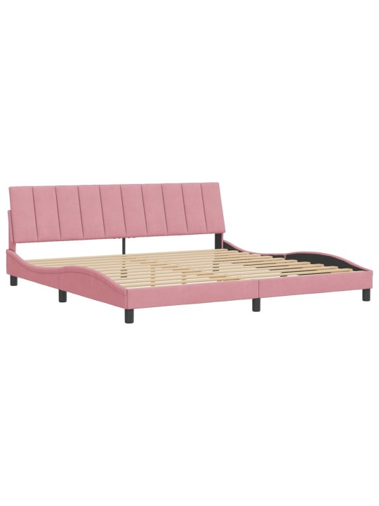 Rám postele s čelem růžový 200x200 cm samet