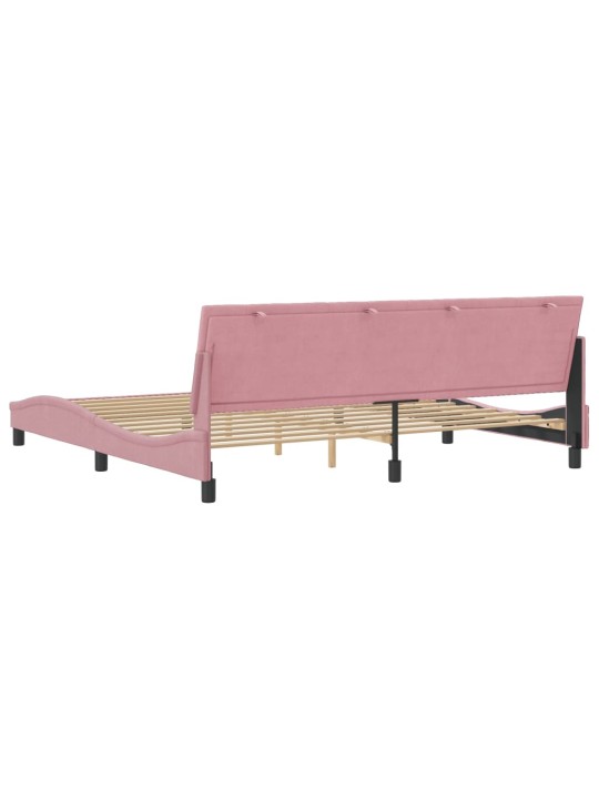 Rám postele s čelem růžový 200x200 cm samet