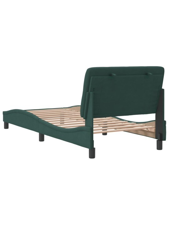 Rám postele bez matrace tmavě zelená 90 x 200 cm samet