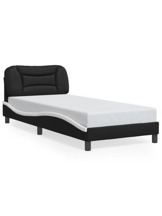 Rám postele s čelem černý a bílý 80 x 200 cm umělá kůže