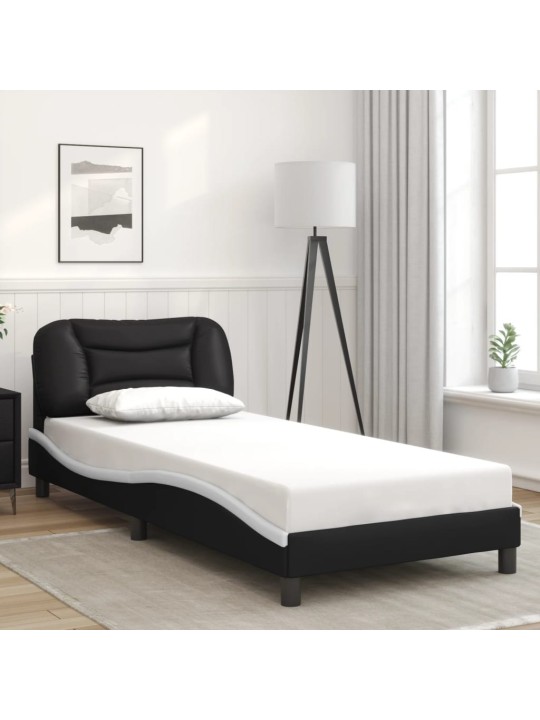 Rám postele s čelem černý a bílý 80 x 200 cm umělá kůže
