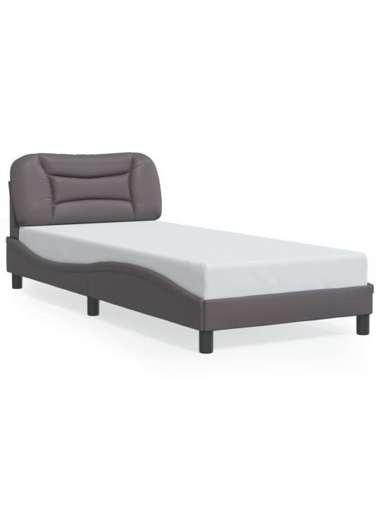Rám postele s čelem šedý 90x190 cm umělá kůže