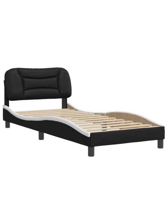 Rám postele s čelem černý a bílý 90 x 200 cm umělá kůže