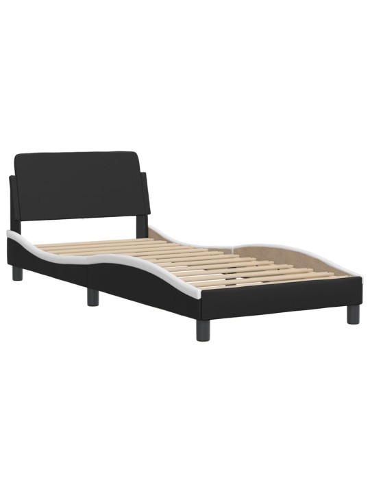 Rám postele s čelem černý a bílý 90 x 200 cm umělá kůže