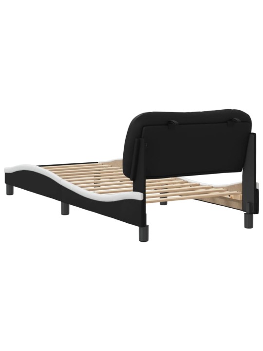 Rám postele s čelem černý a bílý 90 x 200 cm umělá kůže