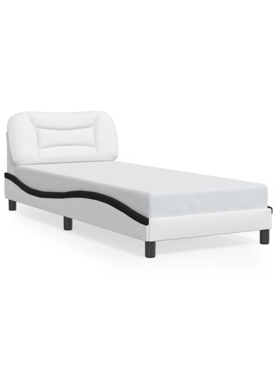 Rám postele s čelem bílý a černý 90 x 200 cm umělá kůže