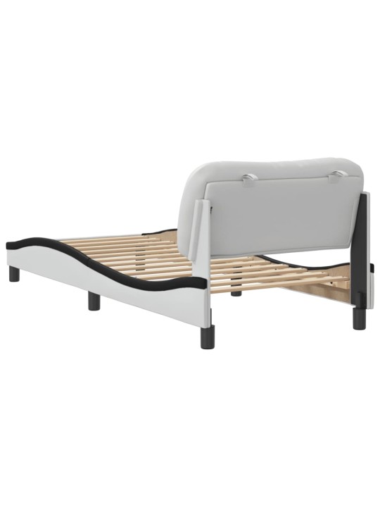 Rám postele s čelem bílý a černý 90 x 200 cm umělá kůže