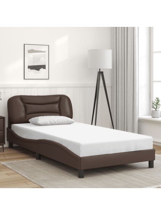 Rám postele s čelem hnědý 100x200 cm umělá kůže