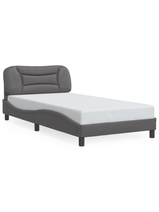 Rám postele s čelem šedý 100x200 cm umělá kůže