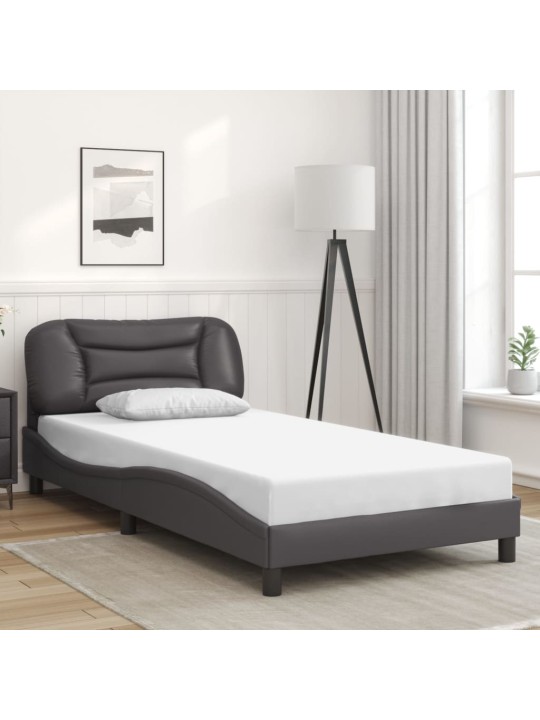 Rám postele s čelem šedý 100x200 cm umělá kůže
