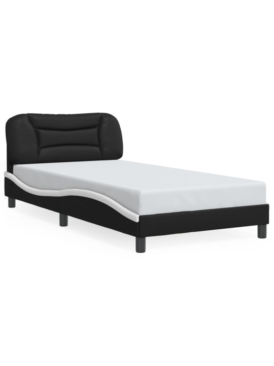 Rám postele s čelem černý a bílý 100 x 200 cm umělá kůže
