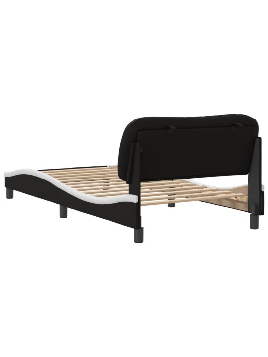 Rám postele s čelem černý a bílý 100 x 200 cm umělá kůže
