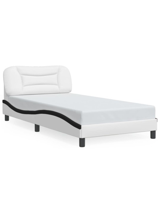 Rám postele s čelem bílý a černý 100 x 200 cm umělá kůže