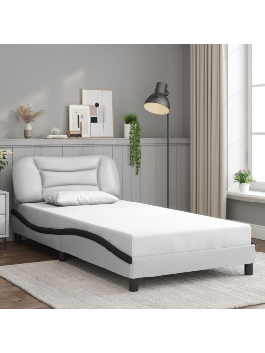 Rám postele s čelem bílý a černý 100 x 200 cm umělá kůže