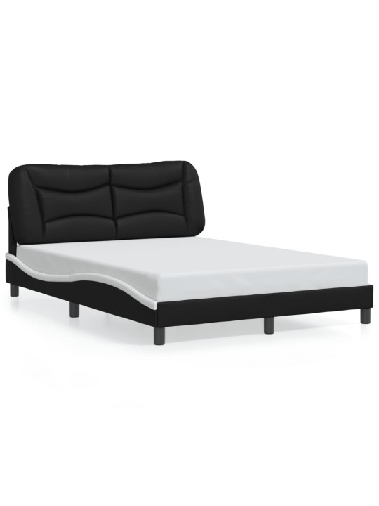 Rám postele s čelem černý a bílý 120 x 200 cm umělá kůže