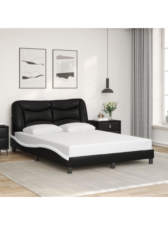 Rám postele s čelem černý a bílý 120 x 200 cm umělá kůže