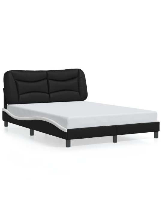 Rám postele s čelem černý a bílý 140 x 200 cm umělá kůže
