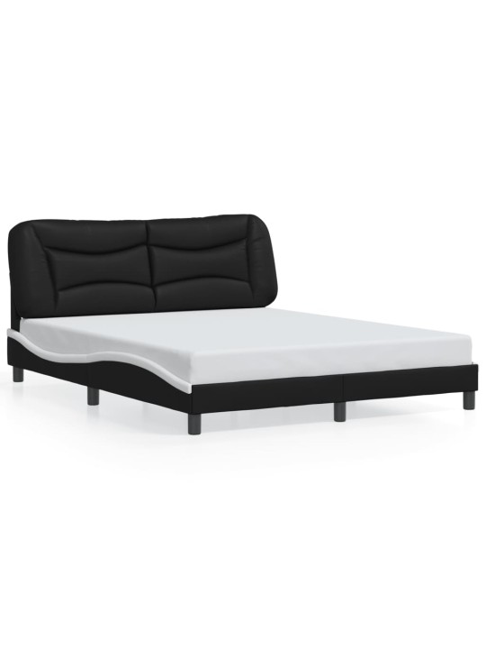 Rám postele s čelem černý a bílý 160 x 200 cm umělá kůže