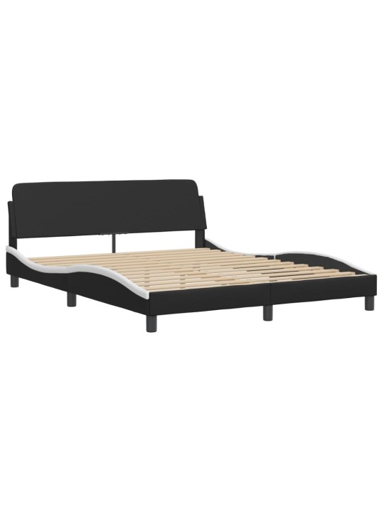 Rám postele s čelem černý a bílý 160 x 200 cm umělá kůže