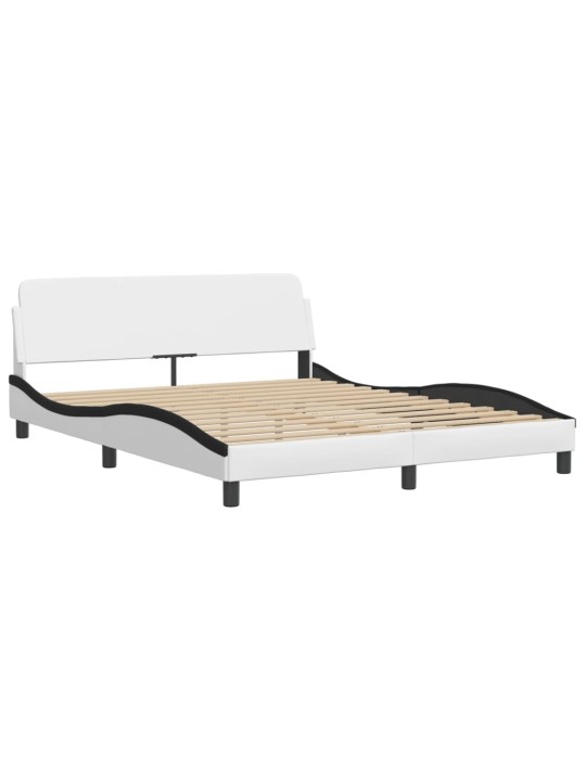 Rám postele s čelem bílý a černý 160 x 200 cm umělá kůže