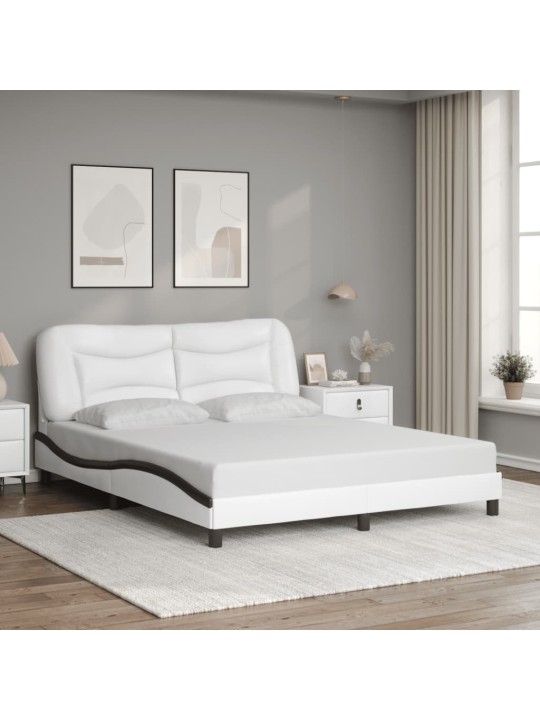 Rám postele s čelem bílý a černý 160 x 200 cm umělá kůže