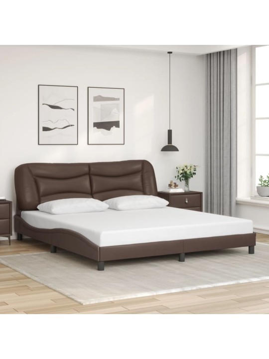 Rám postele s čelem hnědý 180x200 cm umělá kůže