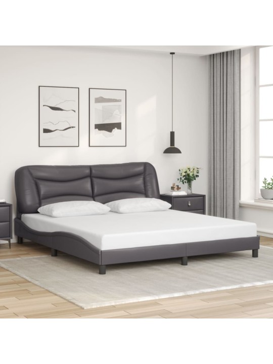 Rám postele s čelem šedý 180x200 cm umělá kůže
