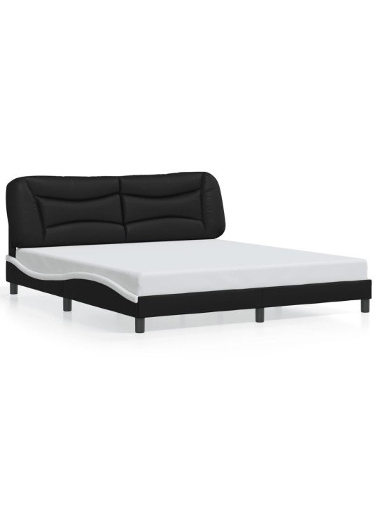 Rám postele s čelem černý a bílý 180 x 200 cm umělá kůže