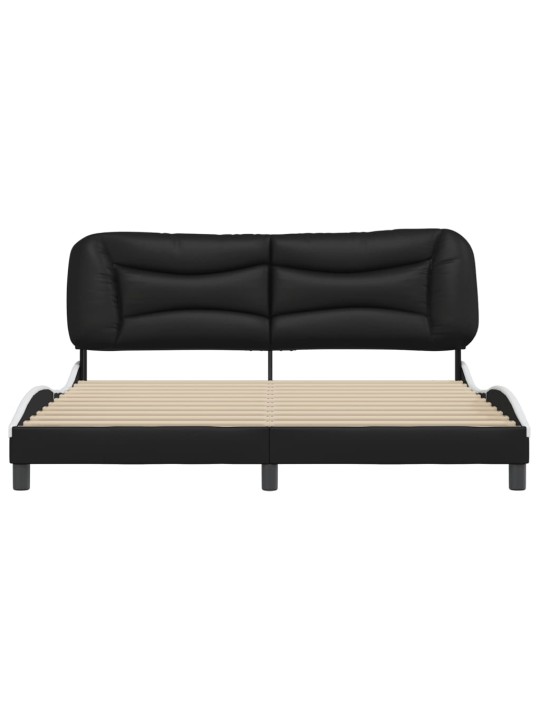 Rám postele s čelem černý a bílý 180 x 200 cm umělá kůže