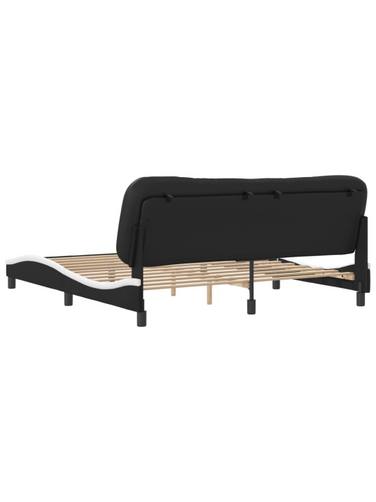 Rám postele s čelem černý a bílý 180 x 200 cm umělá kůže
