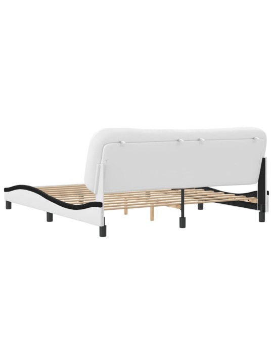 Rám postele s čelem bílý a černý 180 x 200 cm umělá kůže