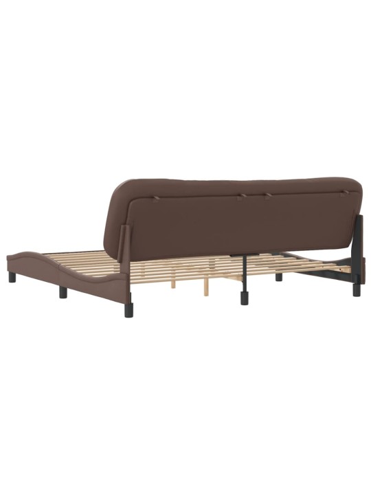 Rám postele s čelem hnědý 200x200 cm umělá kůže