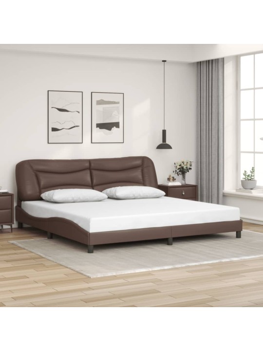 Rám postele s čelem hnědý 200x200 cm umělá kůže