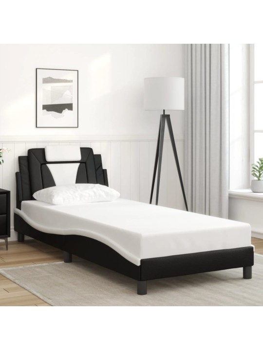 Rám postele s čelem černý a bílý 80 x 200 cm umělá kůže