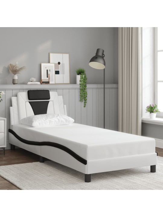 Rám postele s čelem bílý a černý 80 x 200 cm umělá kůže