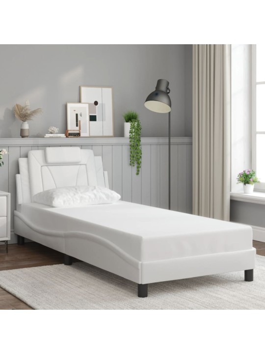 Rám postele s čelem bílý 90x190 cm umělá kůže
