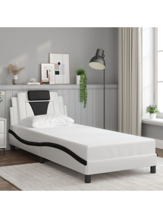 Rám postele s čelem bílý a černý 90x190 cm umělá kůže