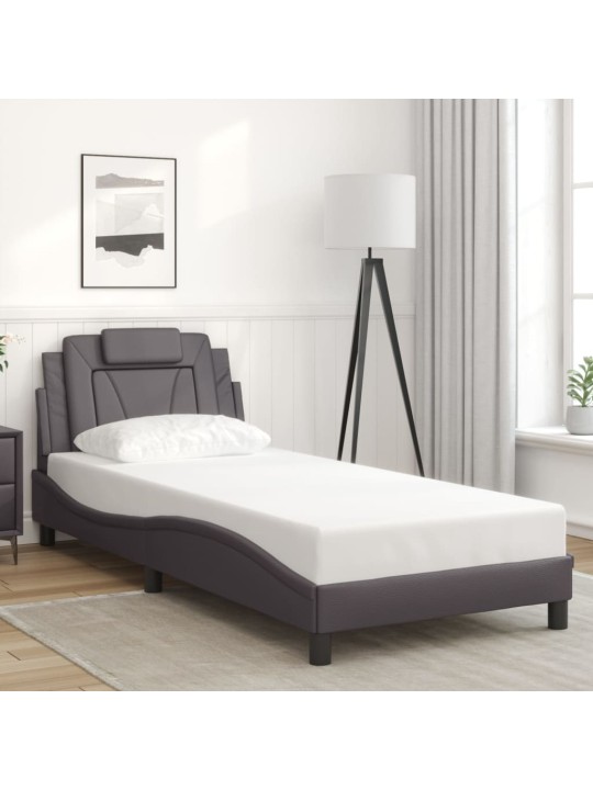 Rám postele s čelem šedý 90x200 cm umělá kůže